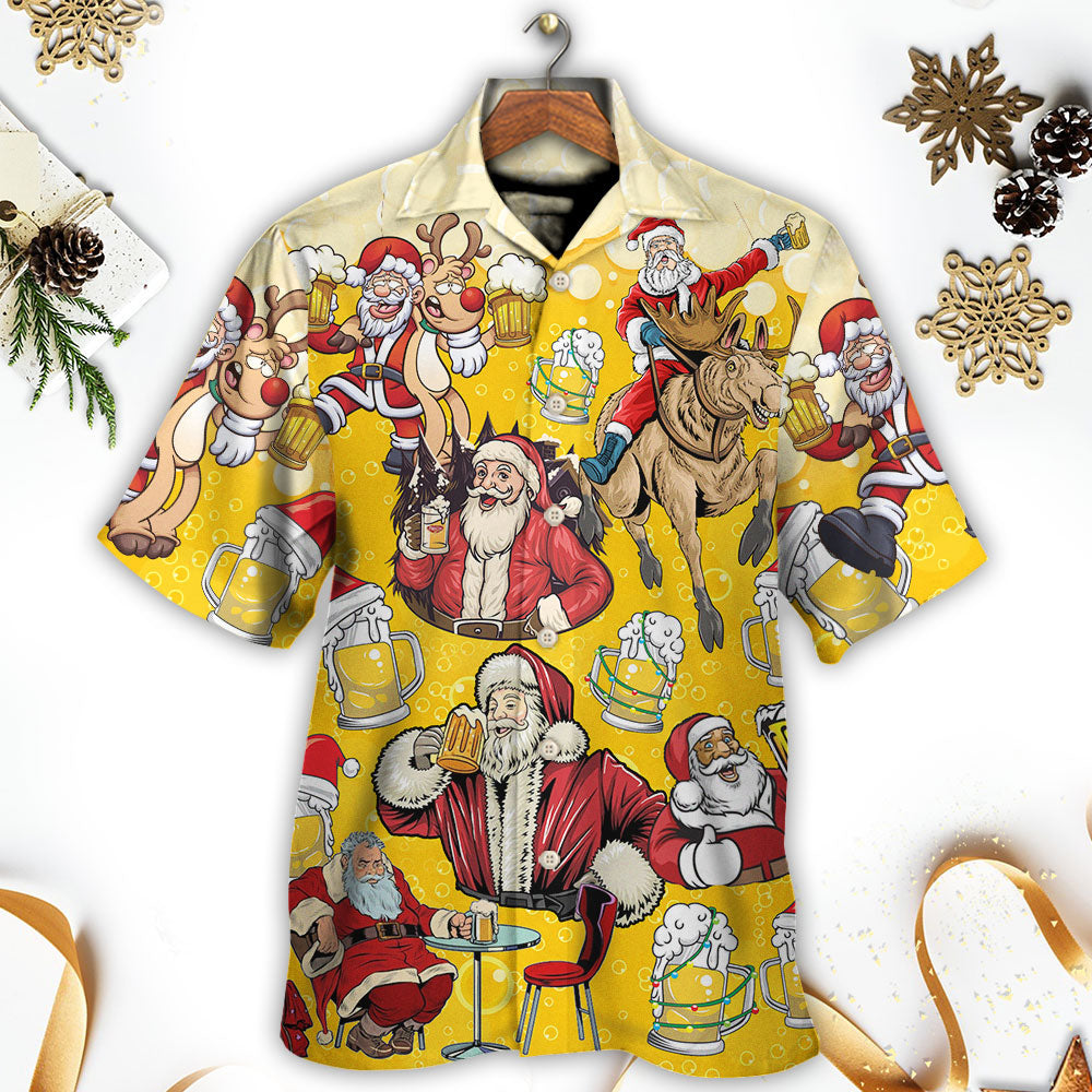 Beer Santa Funny Christmas Merry Xmas - Hawaiian Shirt 