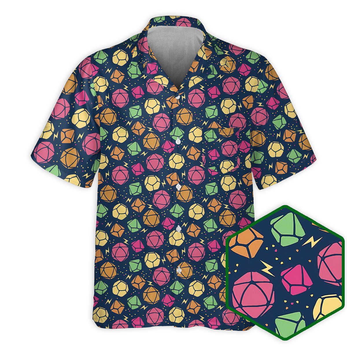 DnD Dice Colorful Pattern Small - Hawaiian Shirt 