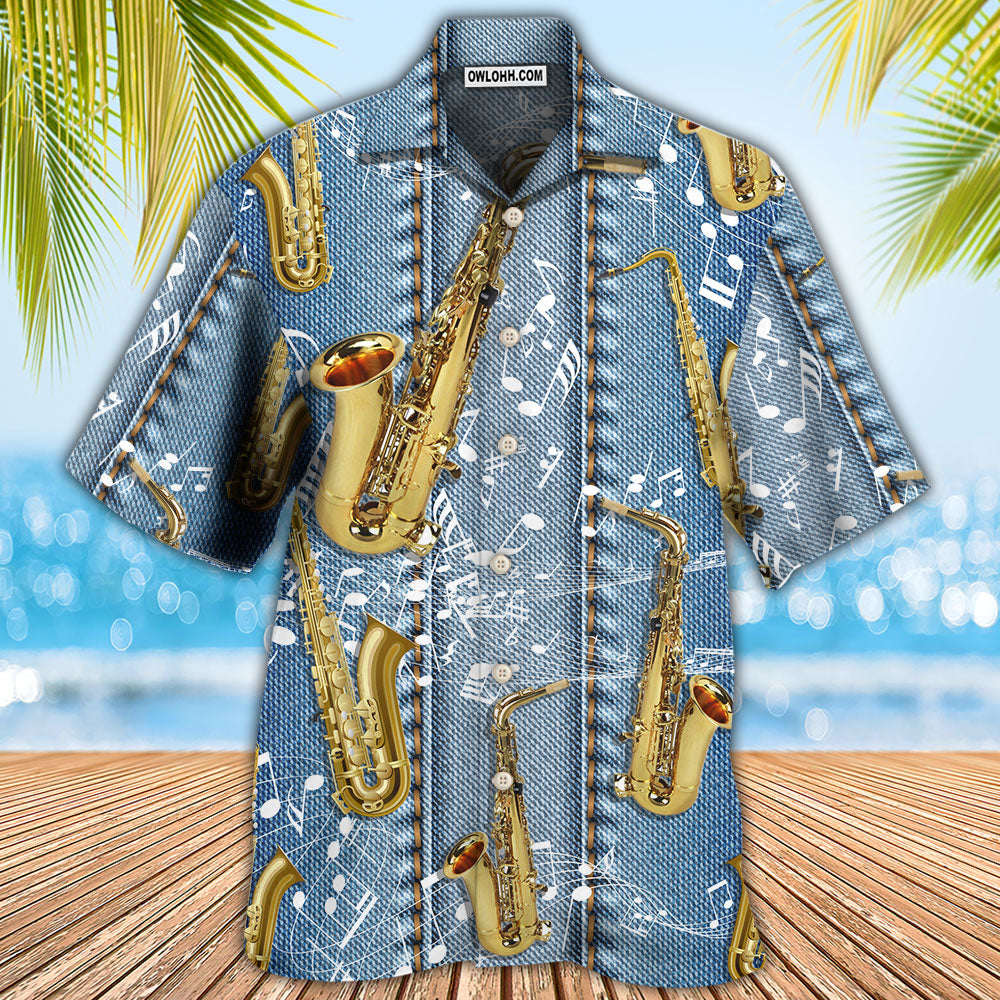 Saxophone Jeans Art Music Note - Hawaiian Shirt 