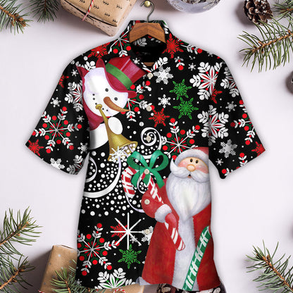 Christmas Snowyday With Santa And Snowman - Hawaiian Shirt 