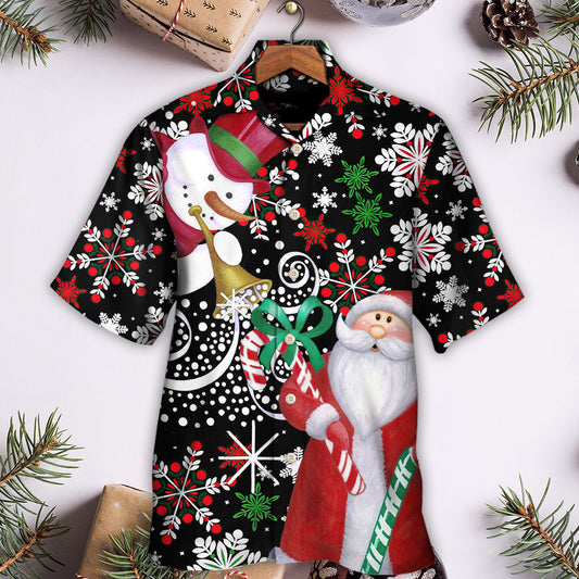 Christmas Snowyday With Santa And Snowman - Hawaiian Shirt 
