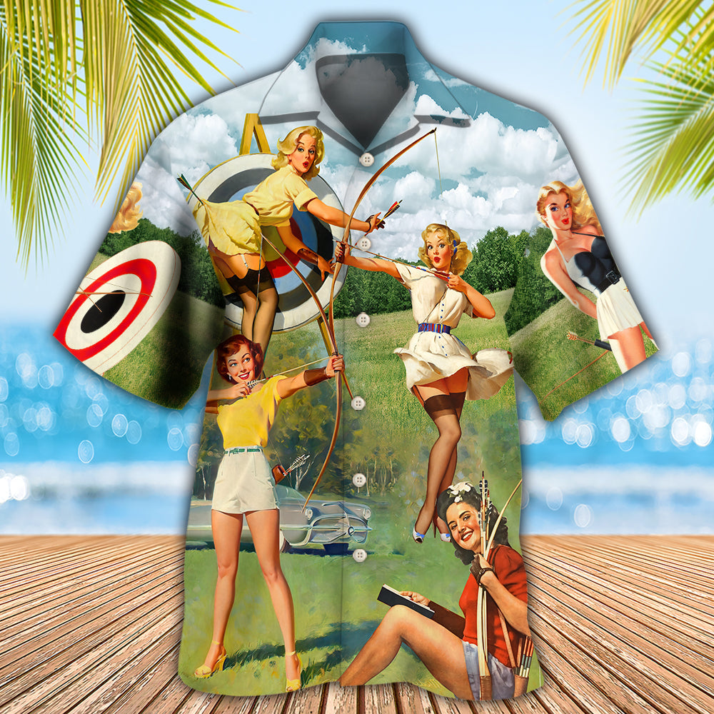 Archery Tournaments Pinup Girls - Hawaiian Shirt 