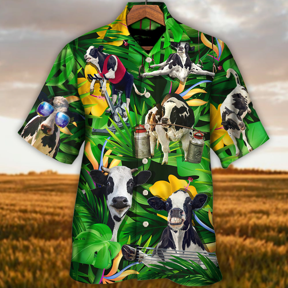 Cow Dancing And Play Funny Tropical Style - Hawaiian Shirt 