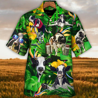 Cow Dancing And Play Funny Tropical Style - Hawaiian Shirt 