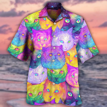 Cat Galaxy Colorful Cool Style - Hawaiian Shirt 