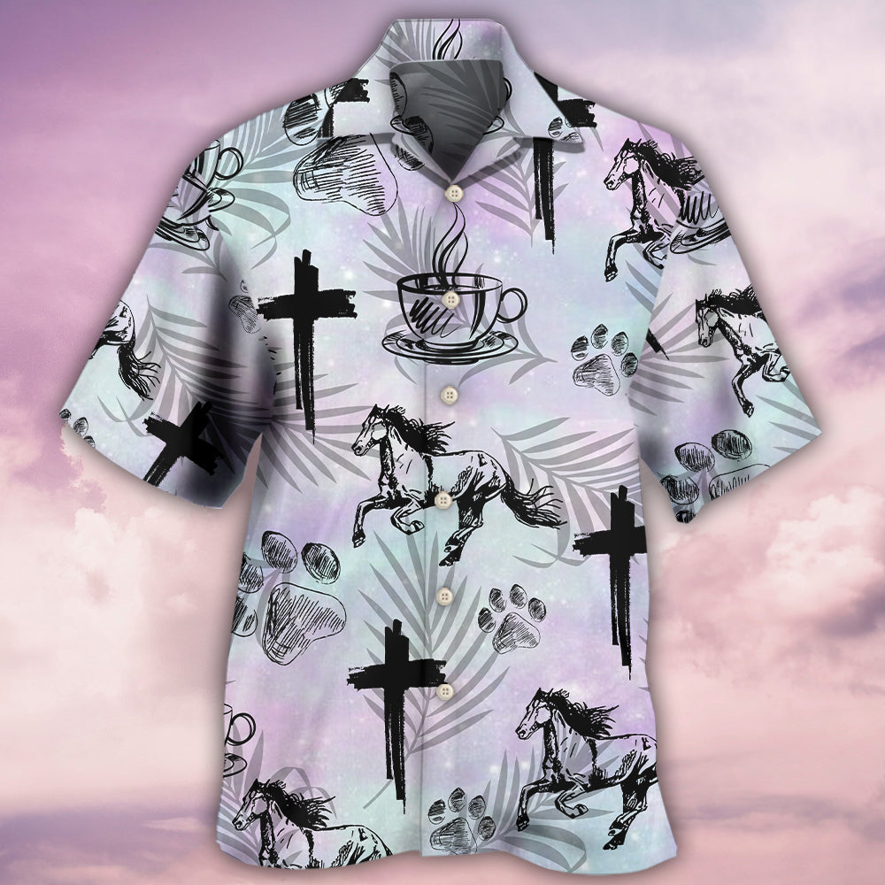 Coffee Jesus Dog Horse - Hawaiian Shirt 
