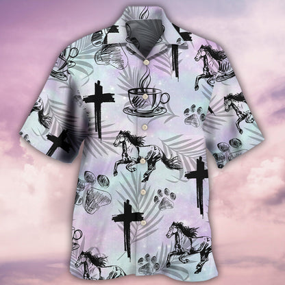 Coffee Jesus Dog Horse - Hawaiian Shirt 
