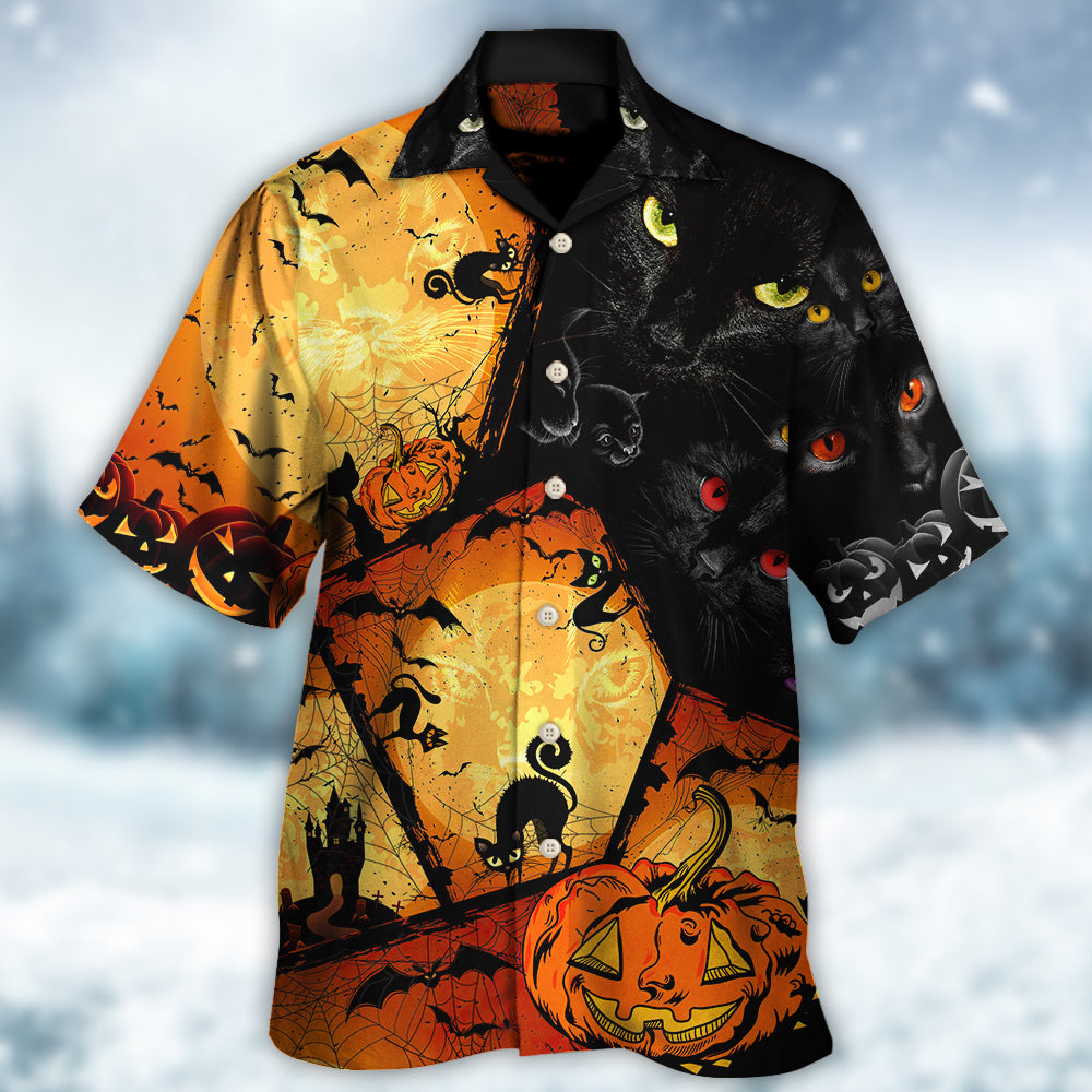 Halloween Black Cat Enjoy Halloween - Hawaiian Shirt 
