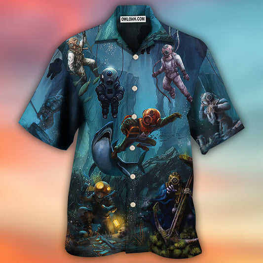 Diving Under The Blue Sea Art Style - Hawaiian Shirt 