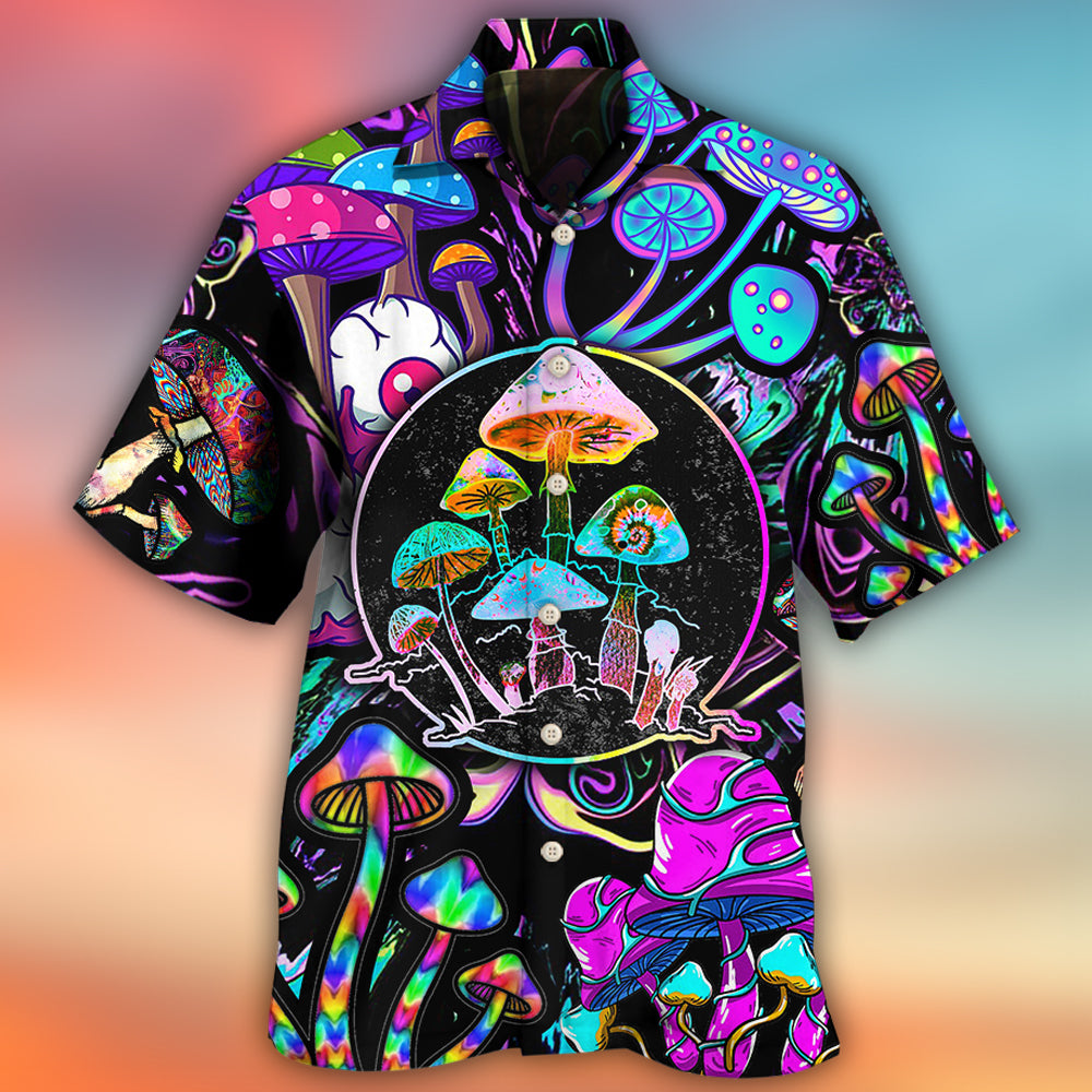 Hippie Mushroom Colorful Neon Light Cool Style - Hawaiian Shirt 