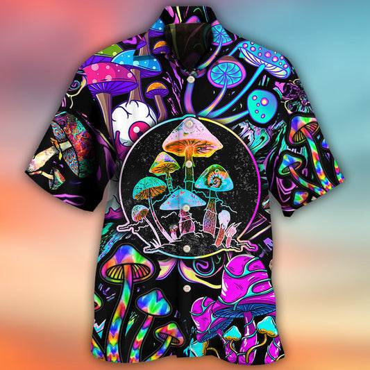 Hippie Mushroom Colorful Neon Light Cool Style - Hawaiian Shirt 