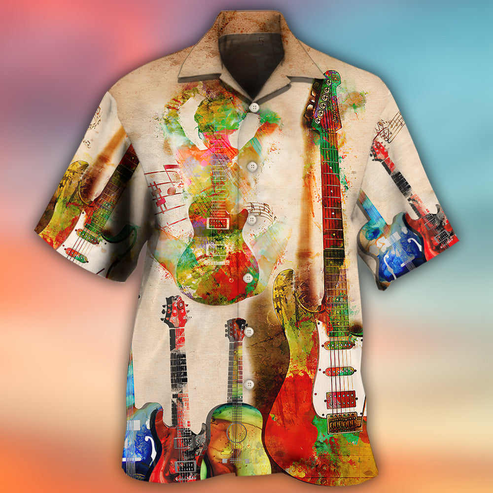 Guitar Abstract Guitar Colorful Art Style - Hawaiian Shirt 