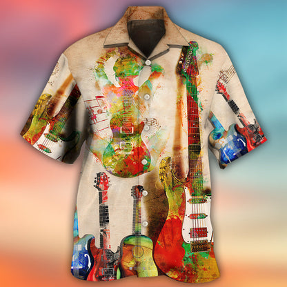 Guitar Abstract Guitar Colorful Art Style - Hawaiian Shirt 