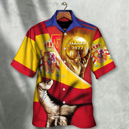 World Cup Qatar 2022 Spain Will Be The Champion Flag Vintage - Hawaiian Shirt 