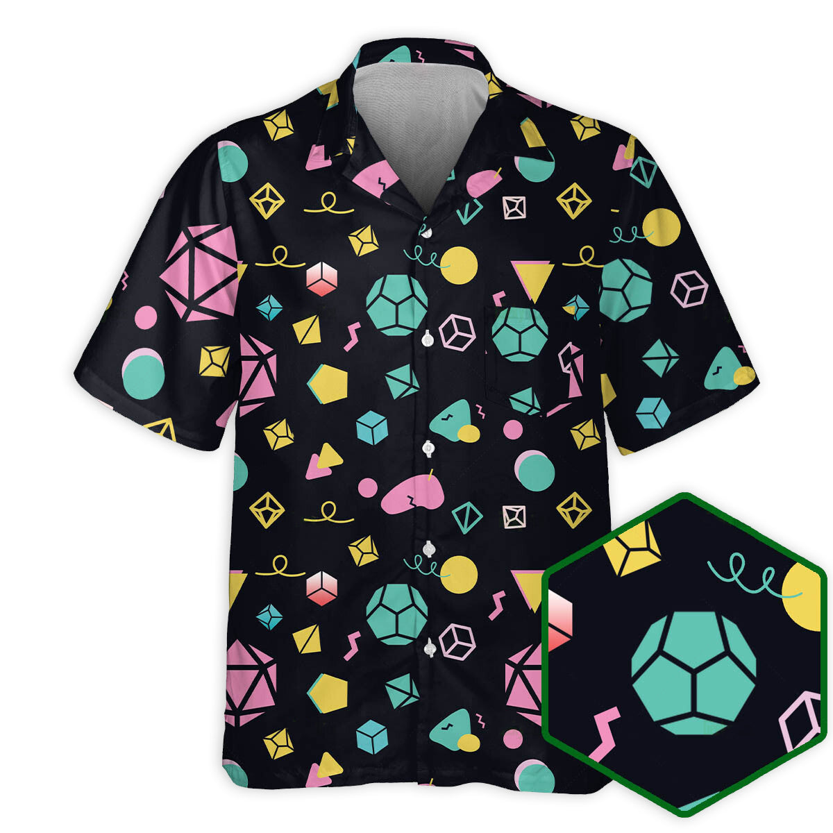 DnD Dice Neon Color Pattern - Hawaiian Shirt 