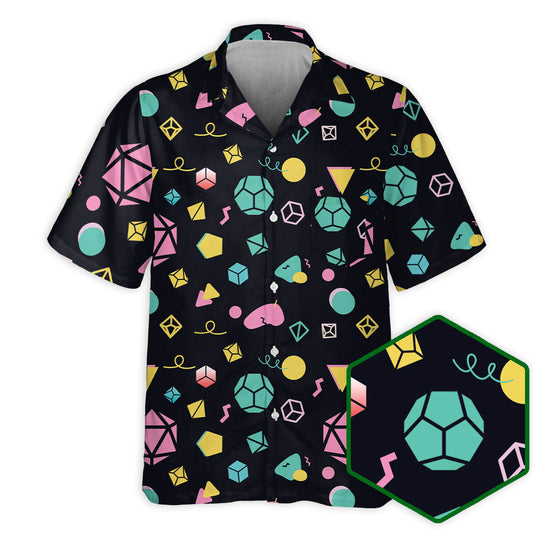 DnD Dice Neon Color Pattern - Hawaiian Shirt 