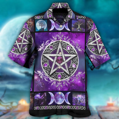 Wicca Witch Vibes Purple Pentagra - Hawaiian Shirt 