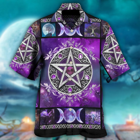 Wicca Witch Vibes Purple Pentagra - Hawaiian Shirt 