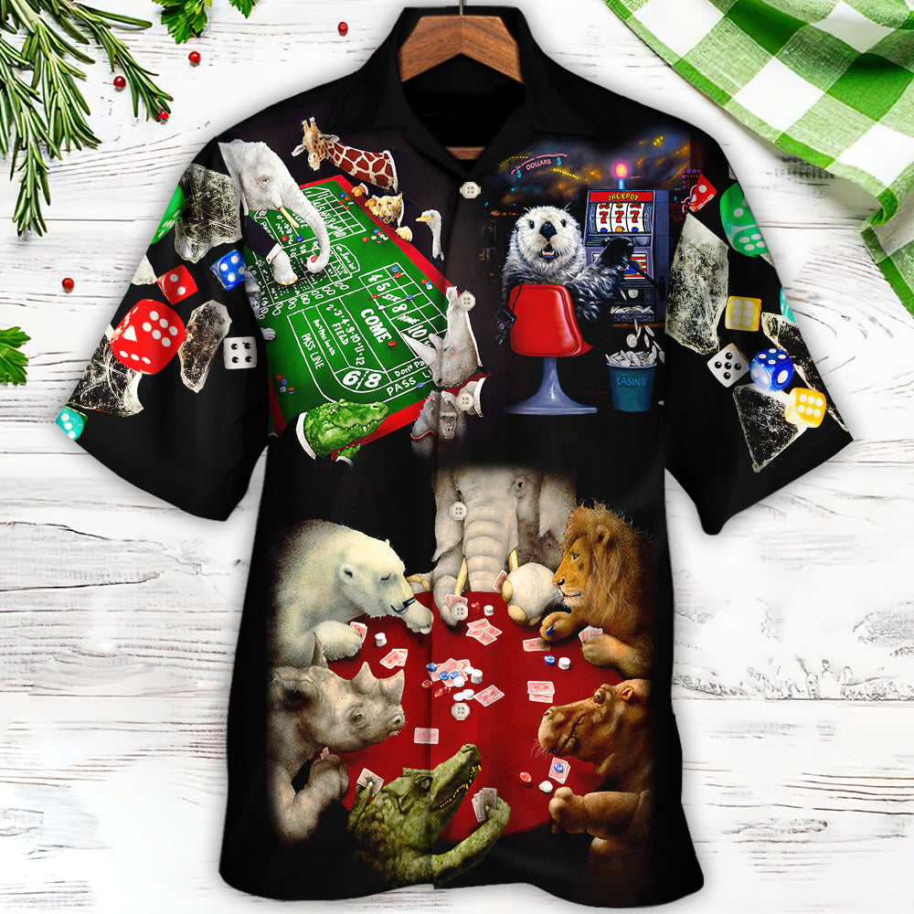Casino Animals Gathered Around A Craps Table - Hawaiian Shirt 