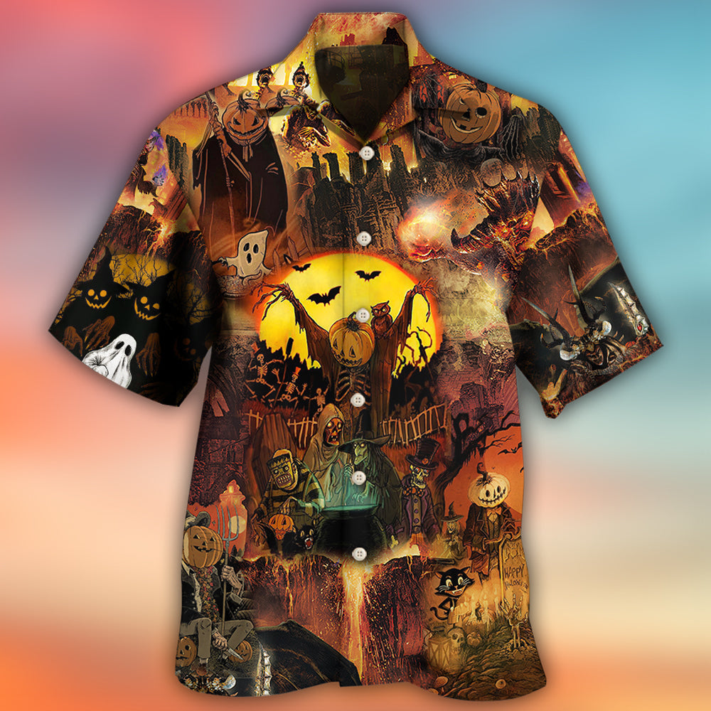Halloween Pumpkin Ghost Scary - Hawaiian Shirt 