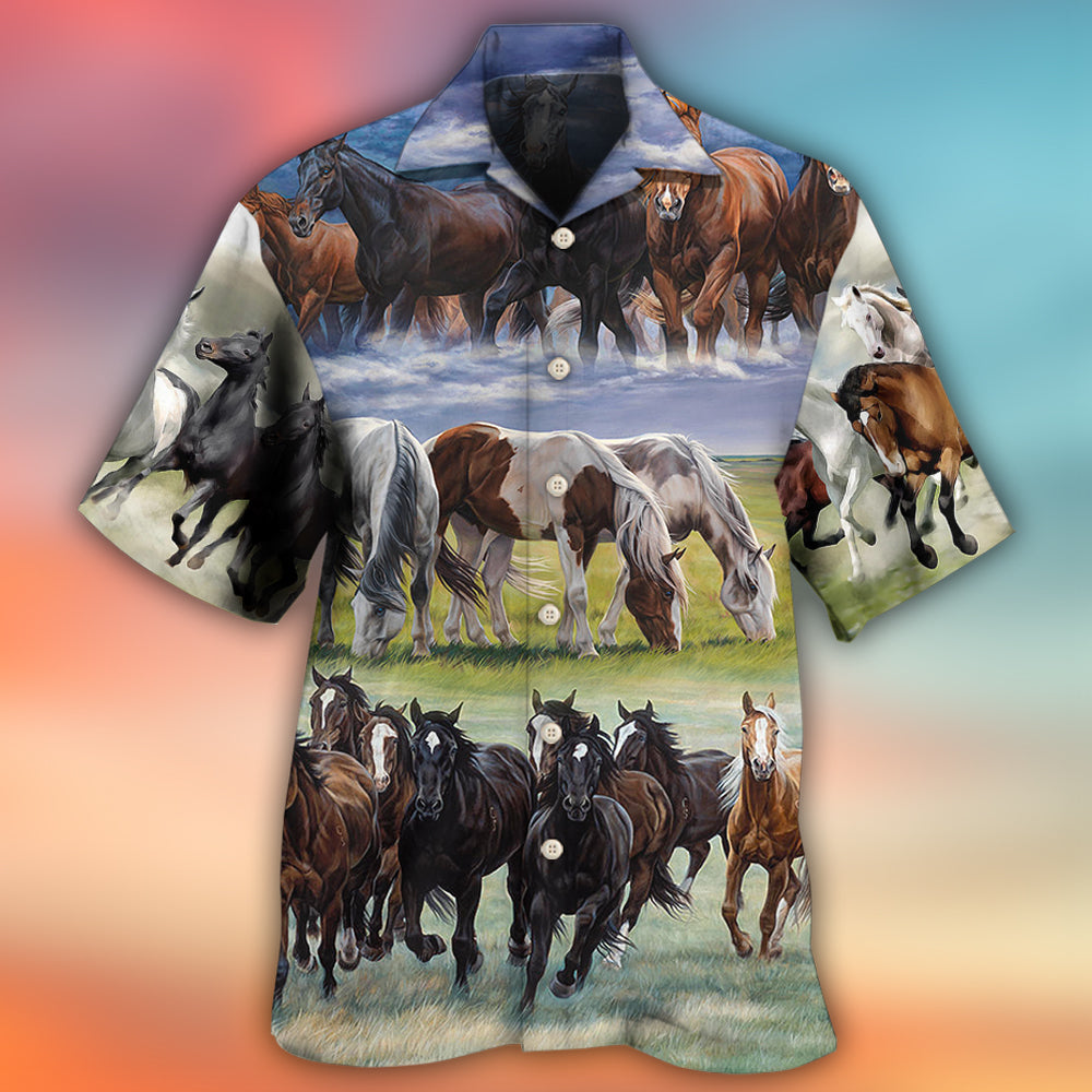 Horse Running Cool Painting Style - Hawaiian Shirt 