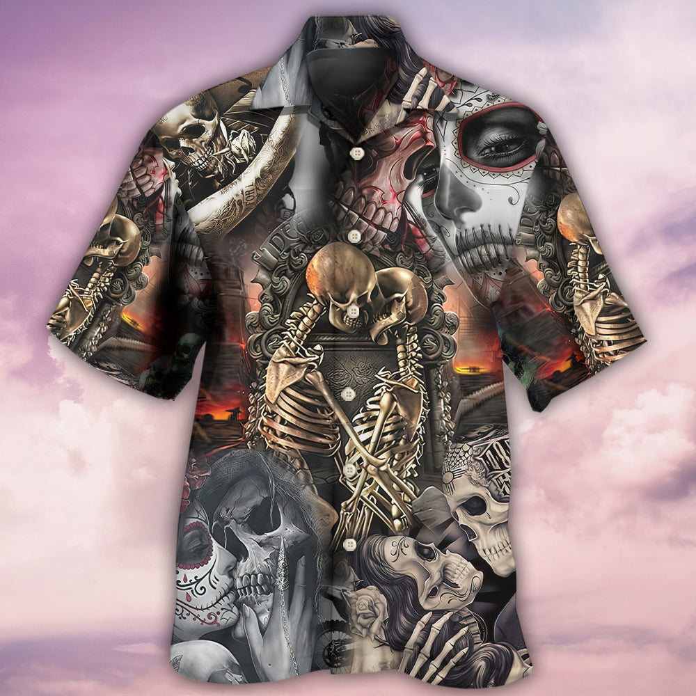 Skull Marrying A Perfect Wife - Hawaiian Shirt 