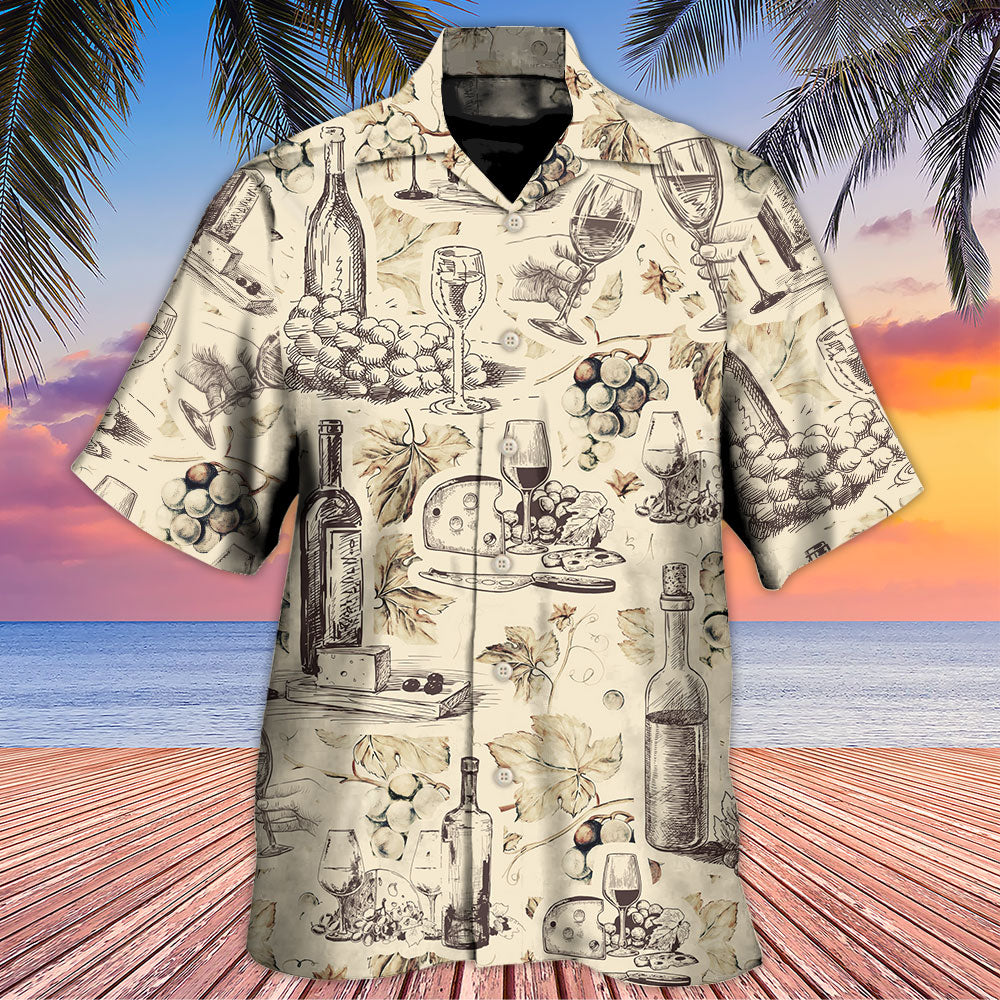 Wine And Grape Retro Art - Hawaiian Shirt 