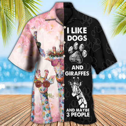 Giraffe Dog I Like Dogs And Giraffes - Hawaiian Shirt 