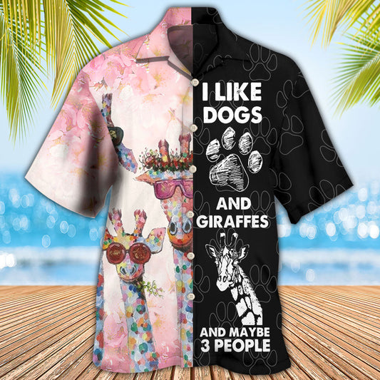 Giraffe Dog I Like Dogs And Giraffes - Hawaiian Shirt 