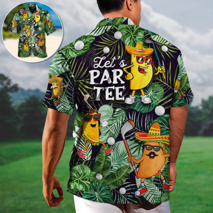 Golf Funny Taco Playing Golf Let's Par Tee Tropical Golf Lover - Unisex Hawaiian Shirt For Men and Women