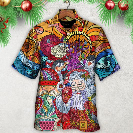 Christmas Santa Colorful Geometry - Hawaiian Shirt 