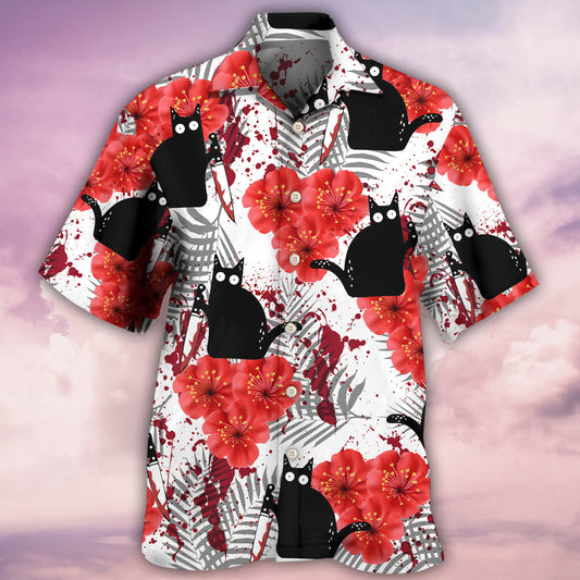 Black Cat Blood Stains - Hawaiian Shirt 