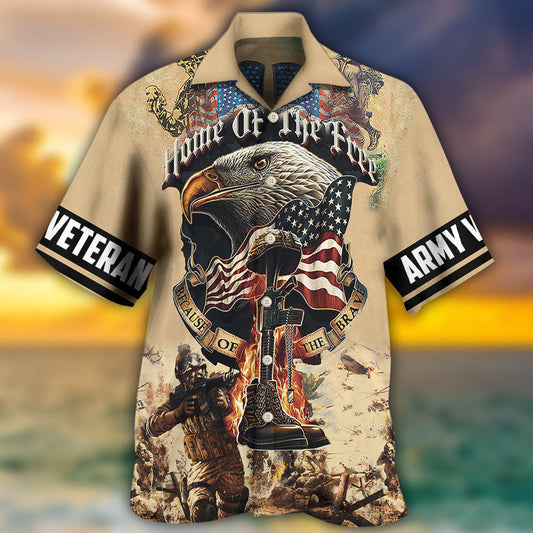 Veteran Army America Home Of The Free Because Of The Brave - Hawaiian Shirt