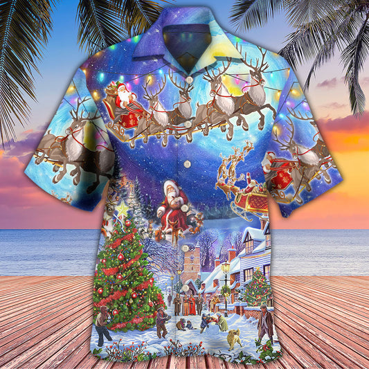 Christmas Santa Claus Snow Night Village - Hawaiian Shirt 