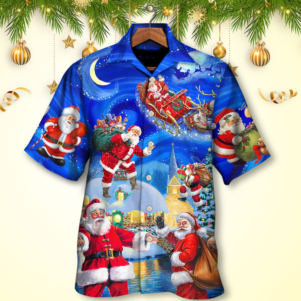 Christmas Santa Claus In The Town Magic Night Art Style - Hawaiian Shirt 