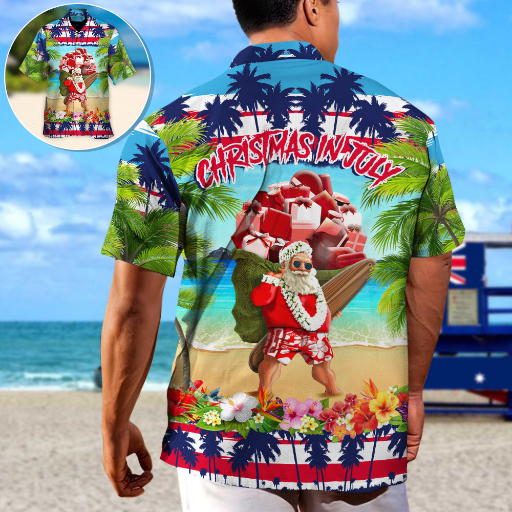 Christmas In July Santa Claus Spent Down At The Beach - Unisex Hawaiian Shirt For Men and Women