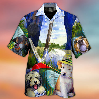 Golf Dog Funny Lover Golf Art Style - Hawaiian Shirt 