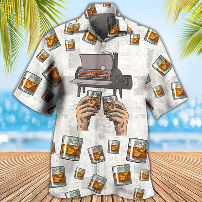 Wine Bourbon I Like Bourbon My Smoker And Maybe 3 People - Hawaiian Shirt 