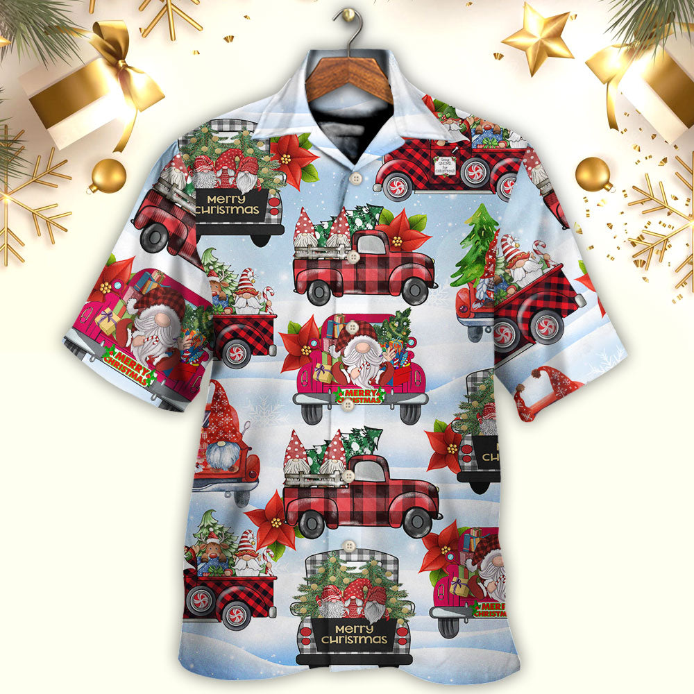 Gnome And Christmas Truck Merry Xmas - Hawaiian Shirt 