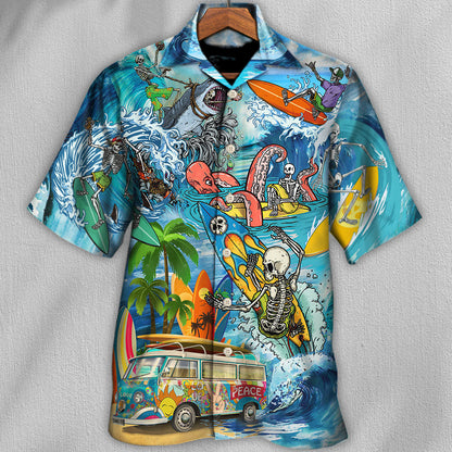 Hippie Live To Surf Skull Live Style - Hawaiian Shirt 