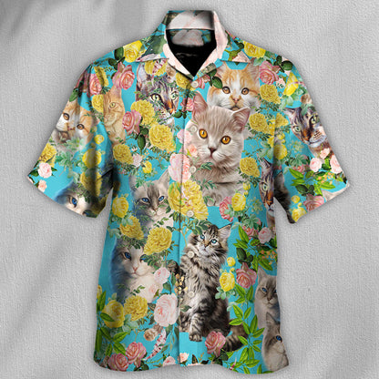 Cat With Flowers - Hawaiian Shirt 