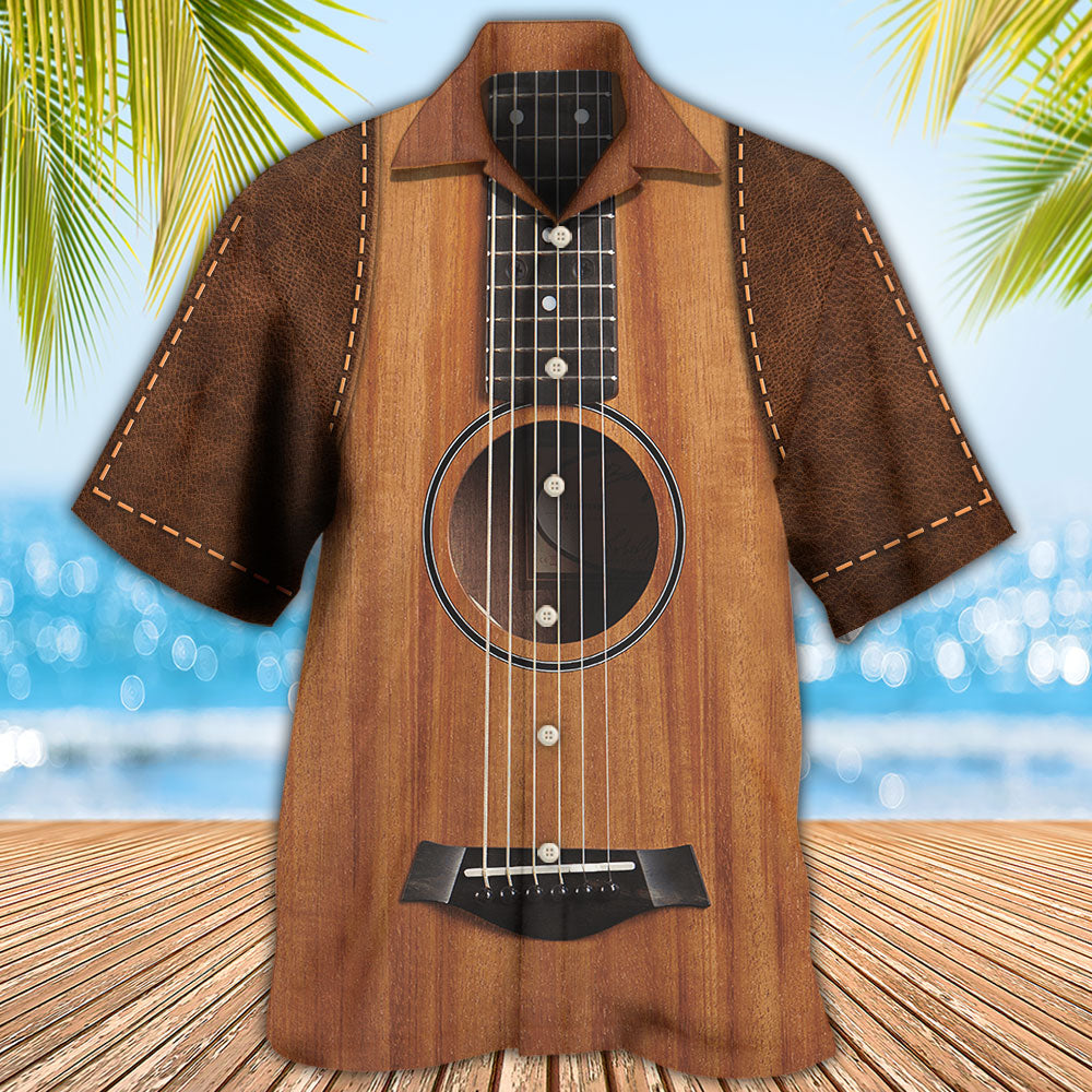 Guitar Vintage Leather Music Lover - Hawaiian Shirt 