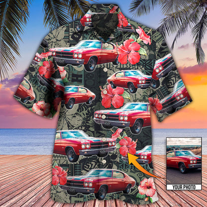 Muscle Car Tropical Leaf Custom Photo - Hawaiian Shirt 