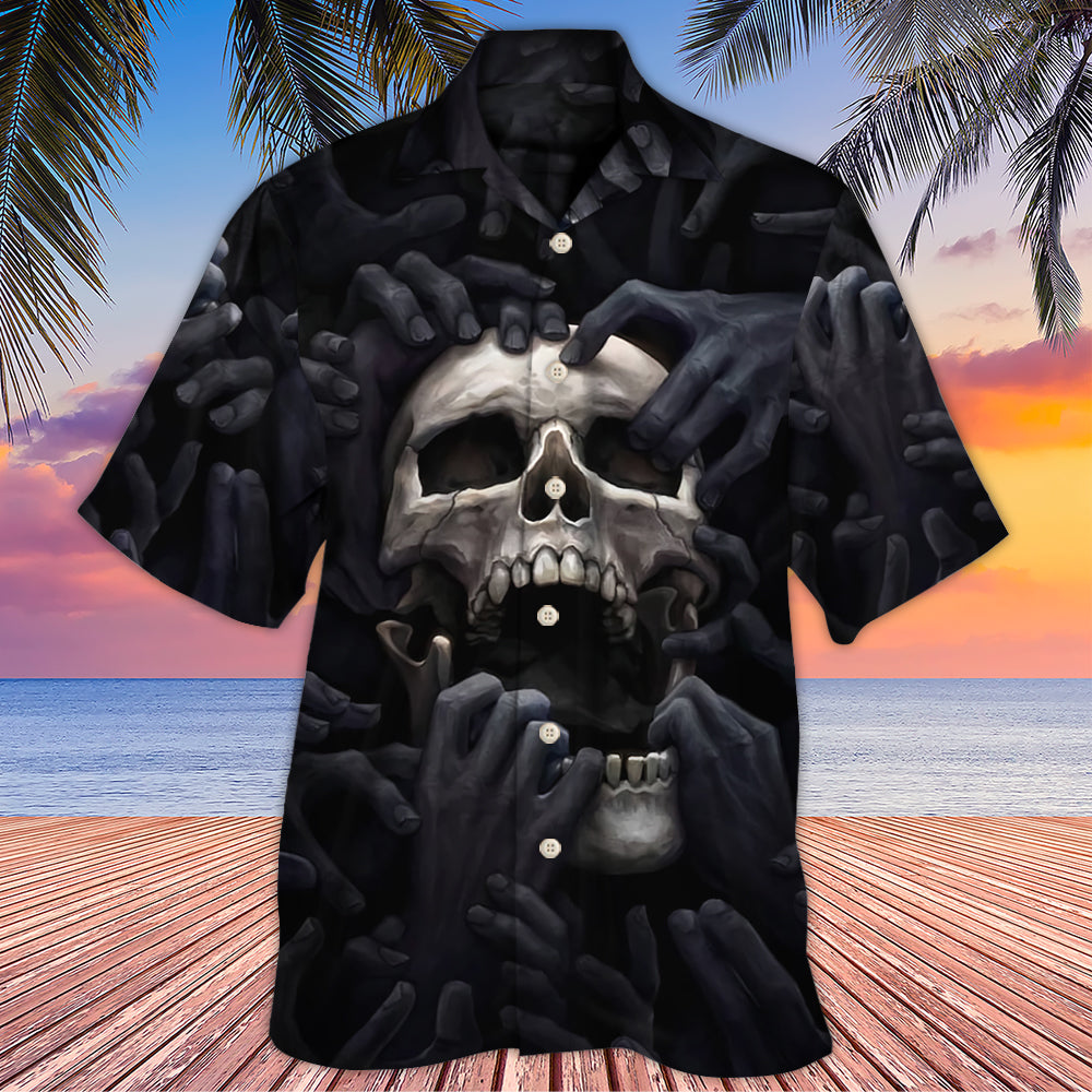Skull Dark Screaming Hell's Hand - Hawaiian Shirt 