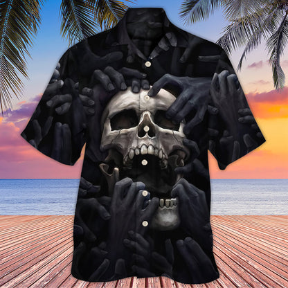 Skull Dark Screaming Hell's Hand - Hawaiian Shirt 