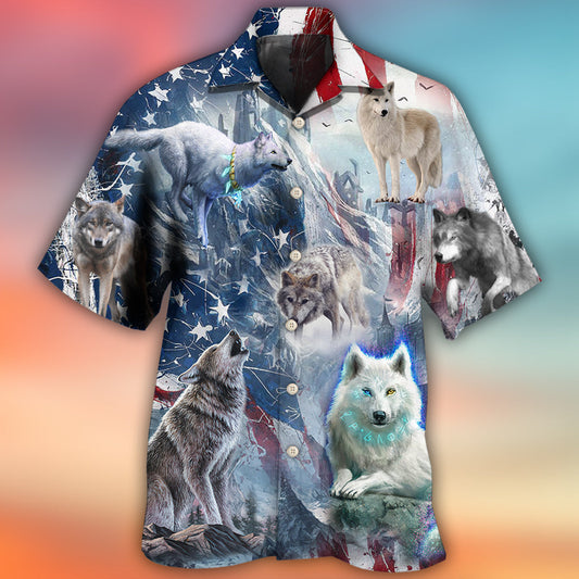 Wolf Independence Day Snow Mountain - Hawaiian Shirt 