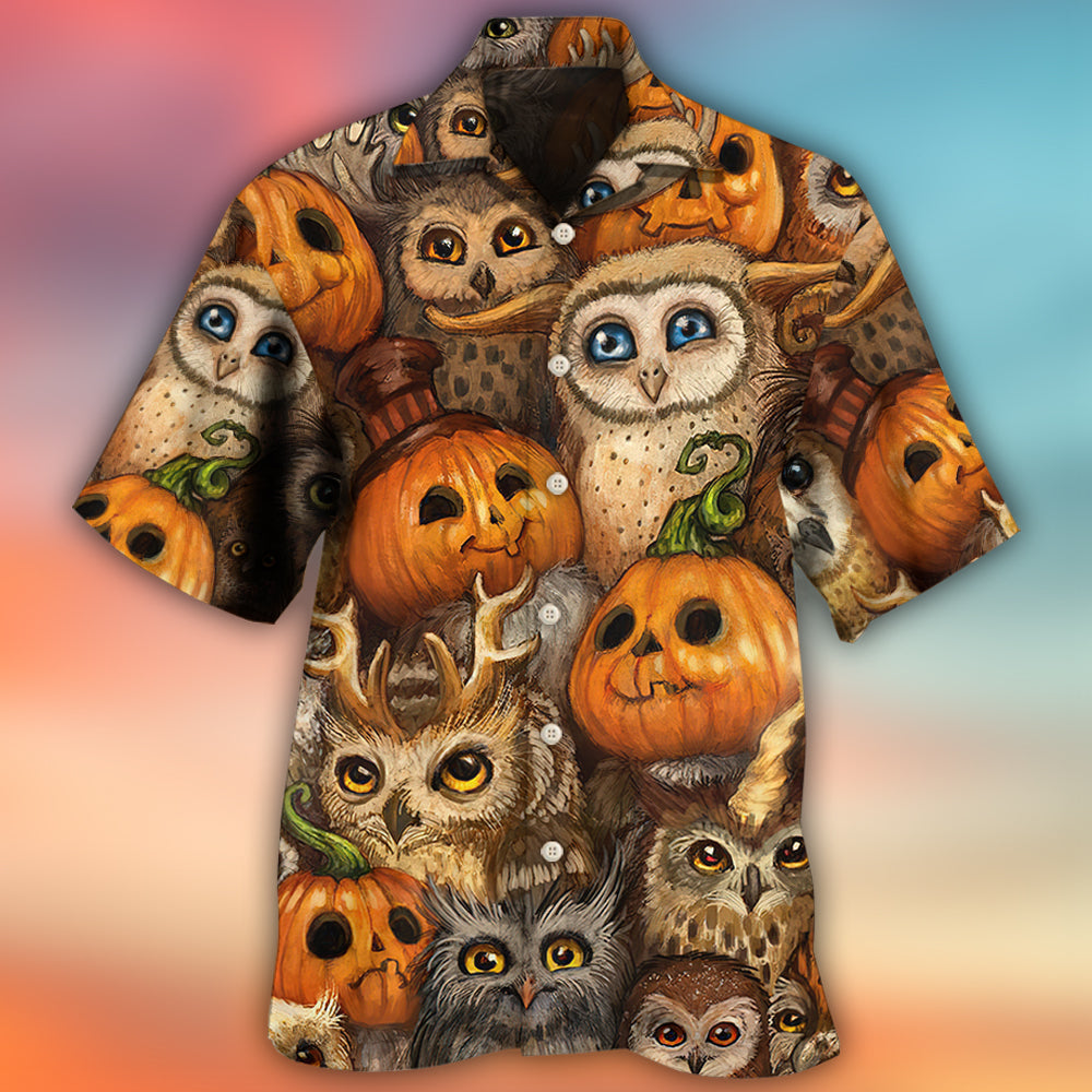 Halloween Owl Pumpkin Pattern - Hawaiian Shirt 