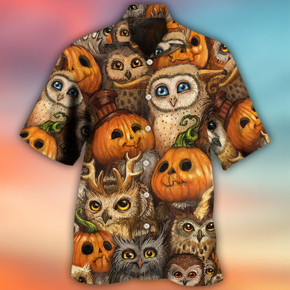 Halloween Owl Pumpkin Pattern - Hawaiian Shirt 
