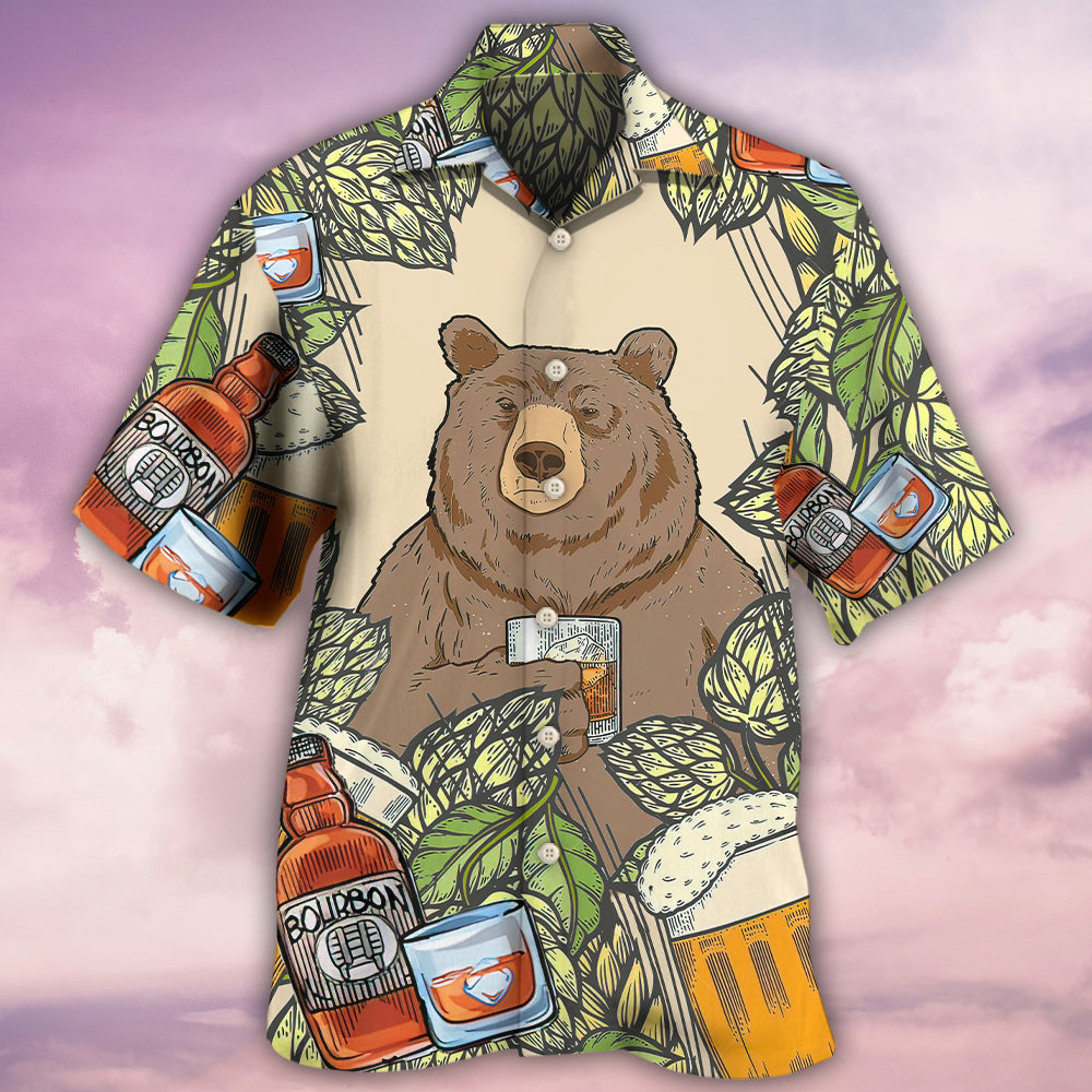 Bear I Drink Bourbon - Hawaiian Shirt 