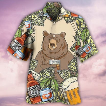 Bear I Drink Bourbon - Hawaiian Shirt 